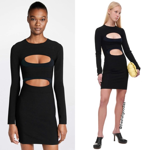 DION LEE Double Hosiery Mini Dress Black Blue Cutout - Picture 2 of 8